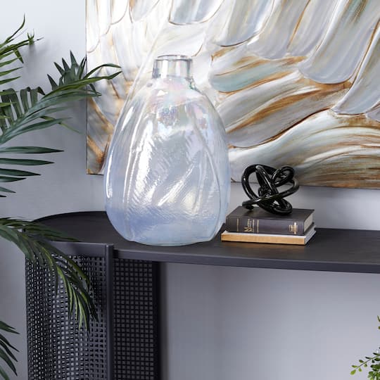 16" White Contemporary Glass Vase